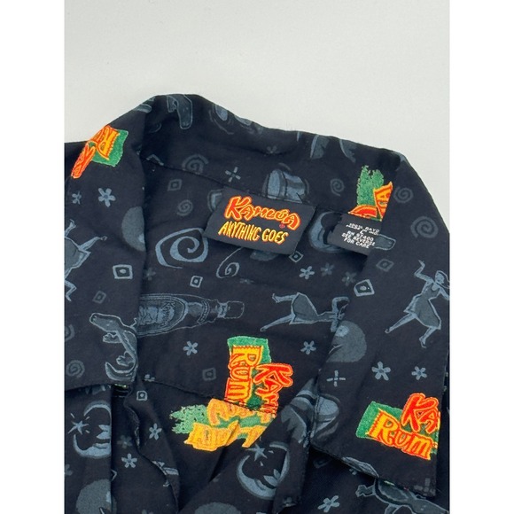 Kahlua Other - Vintage Kahlua Anything Goes Mens Large Rayon Rum-Cola Print Shirt Black